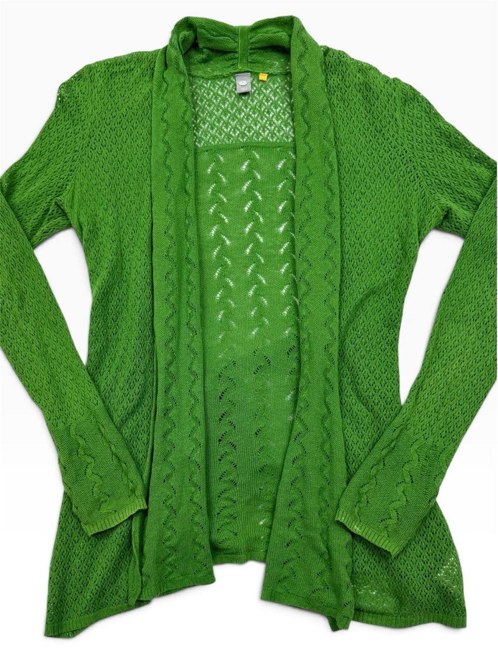 Anthropologie Knitted & Knotted Green Linen Open Knit Tie Cardigan XS